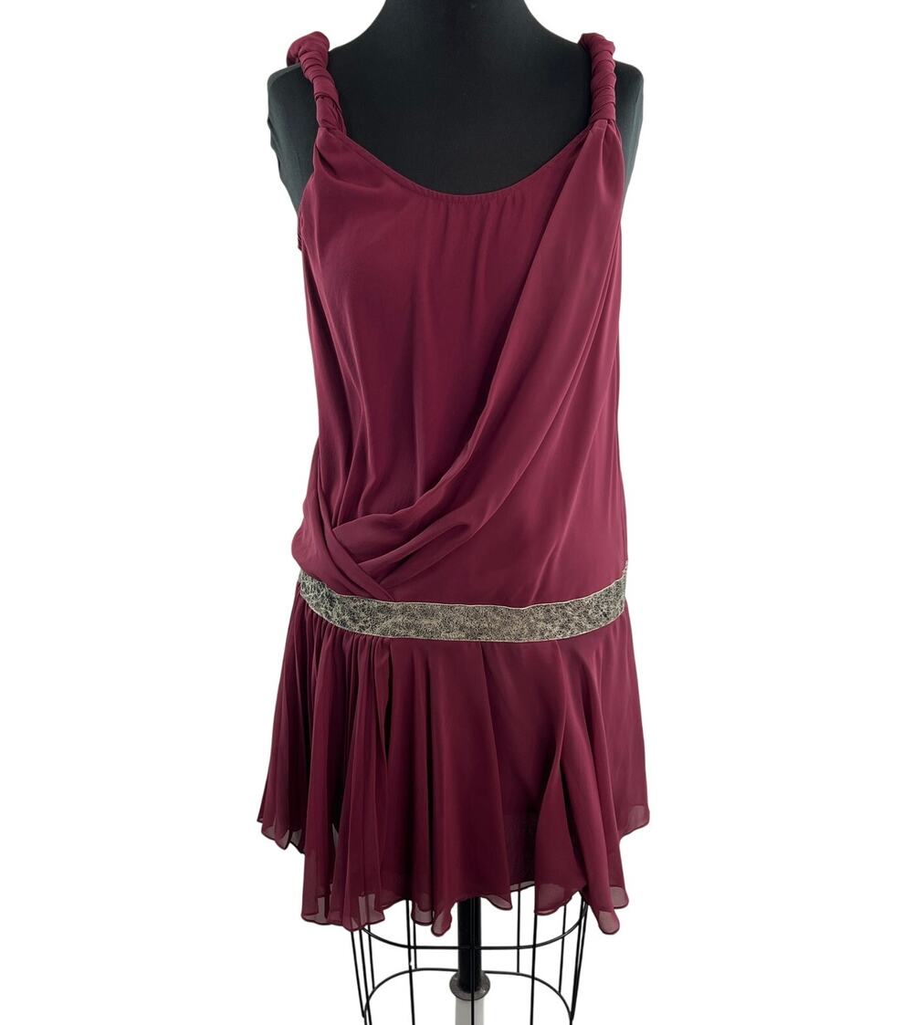 Rag & Bone Maroon Barcelona Dress Scoop Neck Ruffle Hem Party/Cocktail Sz 4